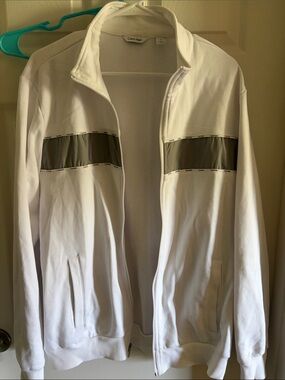 Calvin Klein White Track Jacket with Gray Chest Panels